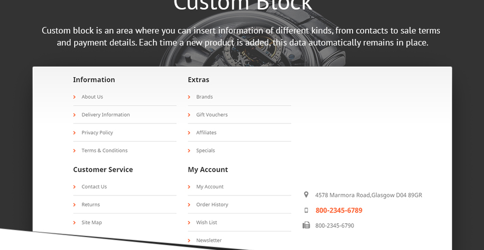 брендовые часы opencart шаблон