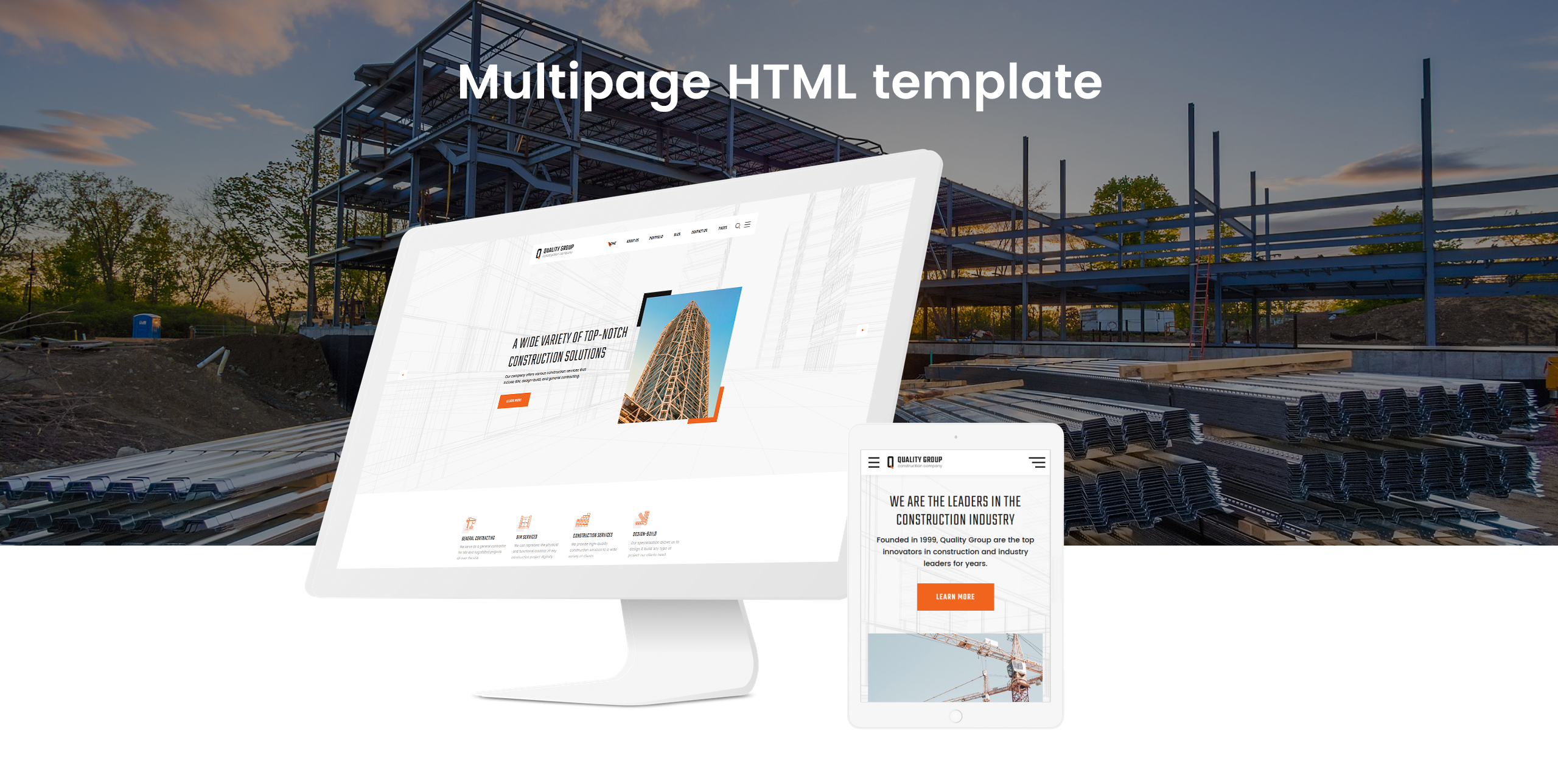 строительная компания Чистый многостраничный html5 шаблон сайта