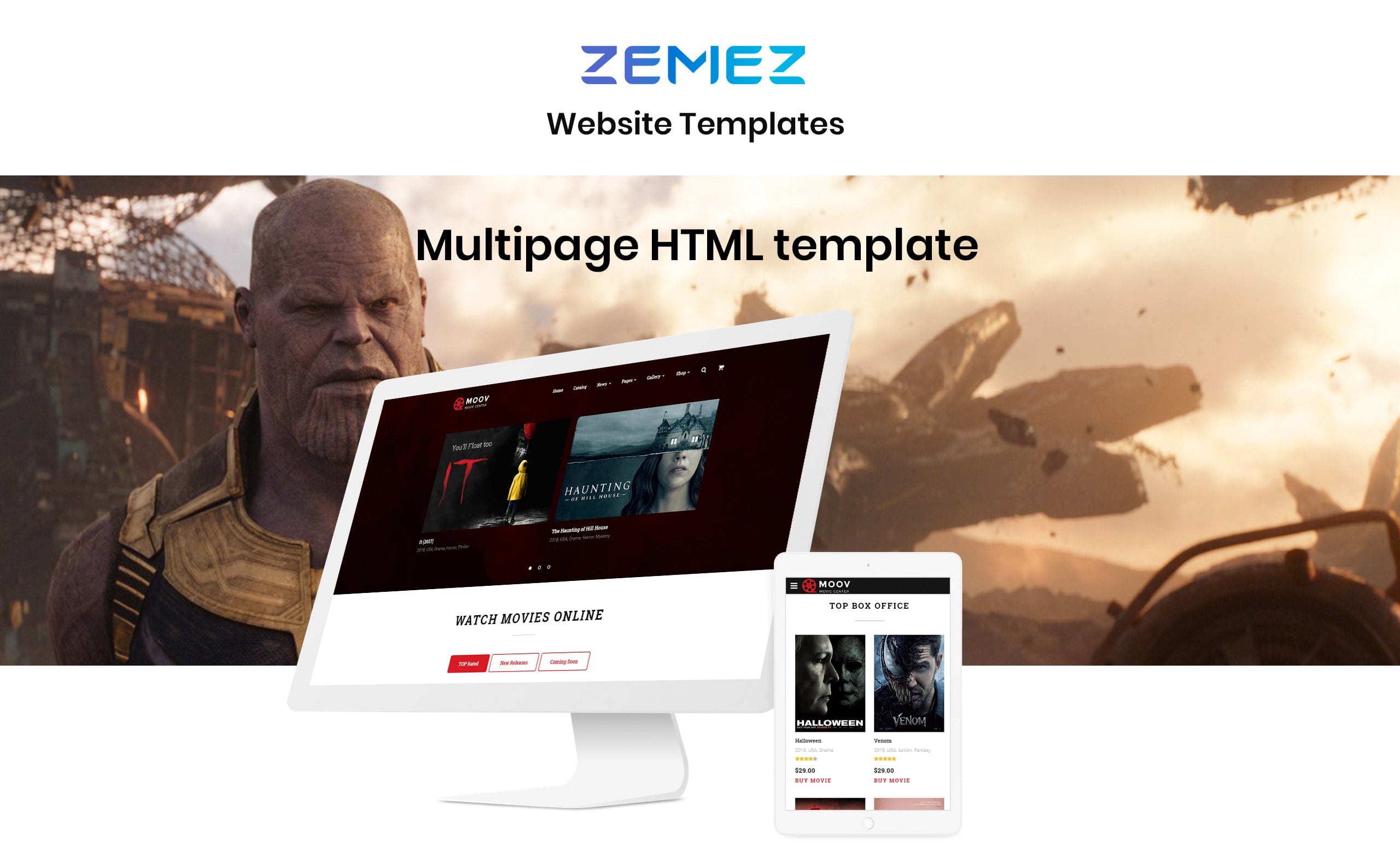 movie center многостраничный классический html шаблон сайта