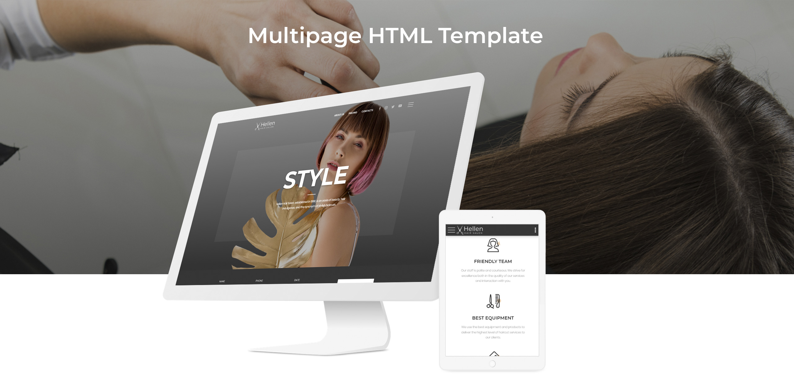 парикмахерская классический многостраничный шаблон сайта html5