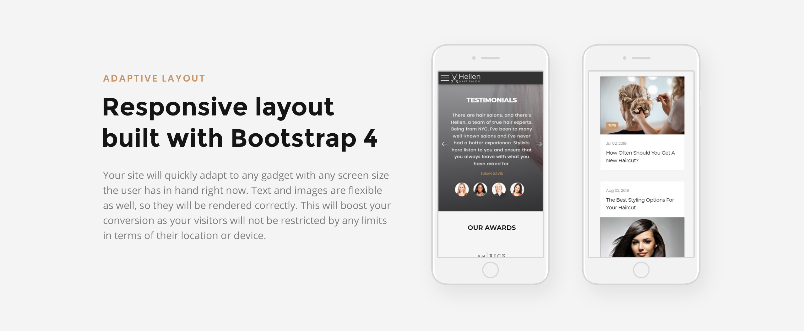 парикмахерская классический многостраничный шаблон сайта html5