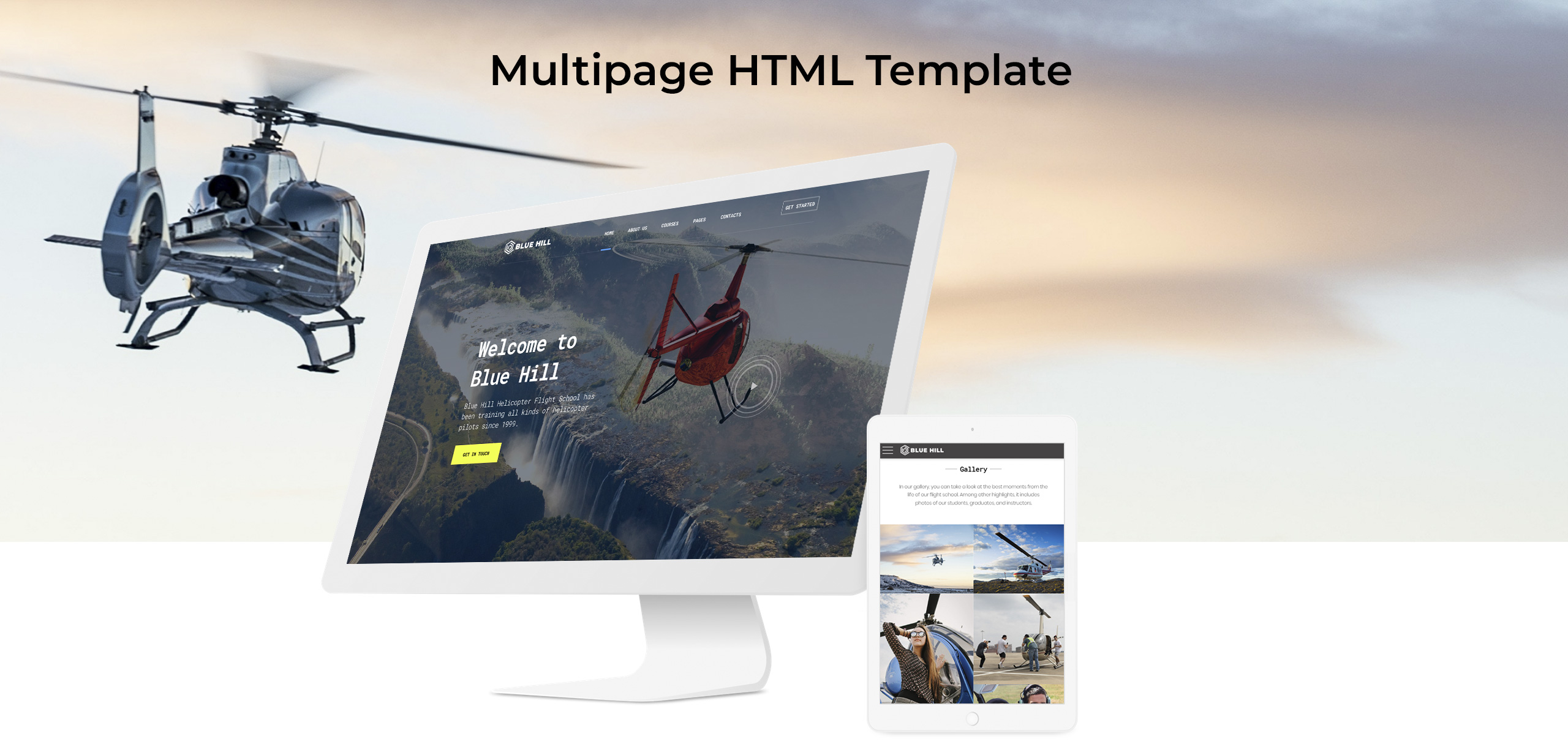 многостраничный креативный html шаблон сайта летной школы