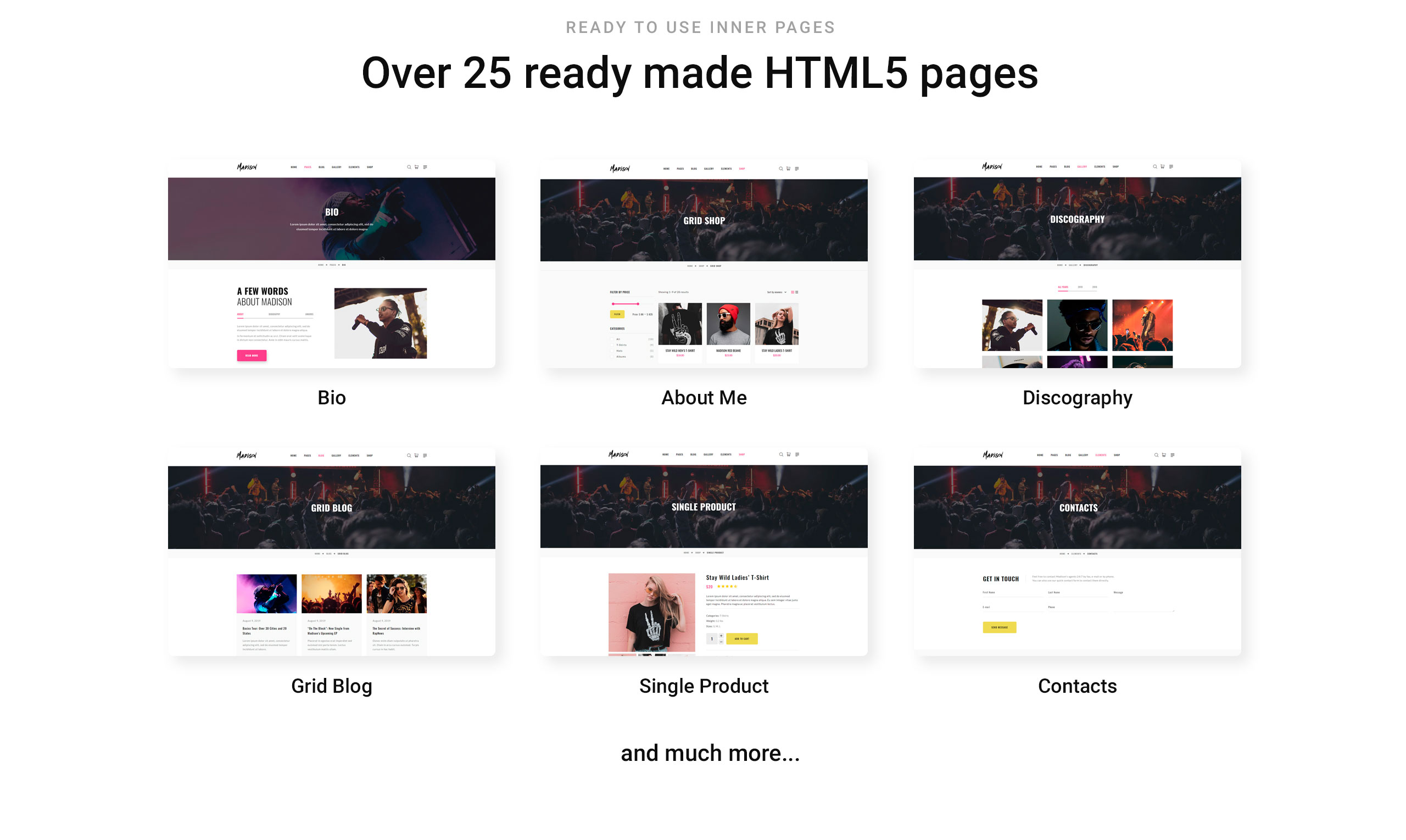 музыкальная группа многостраничный современный html шаблон сайта