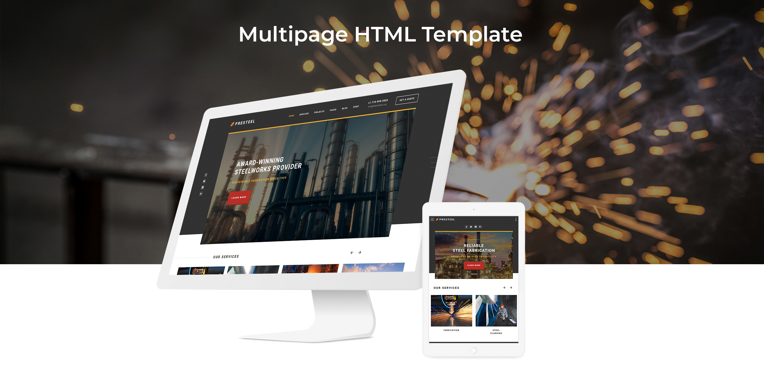 многостраничный креативный html шаблон сайта steelworks