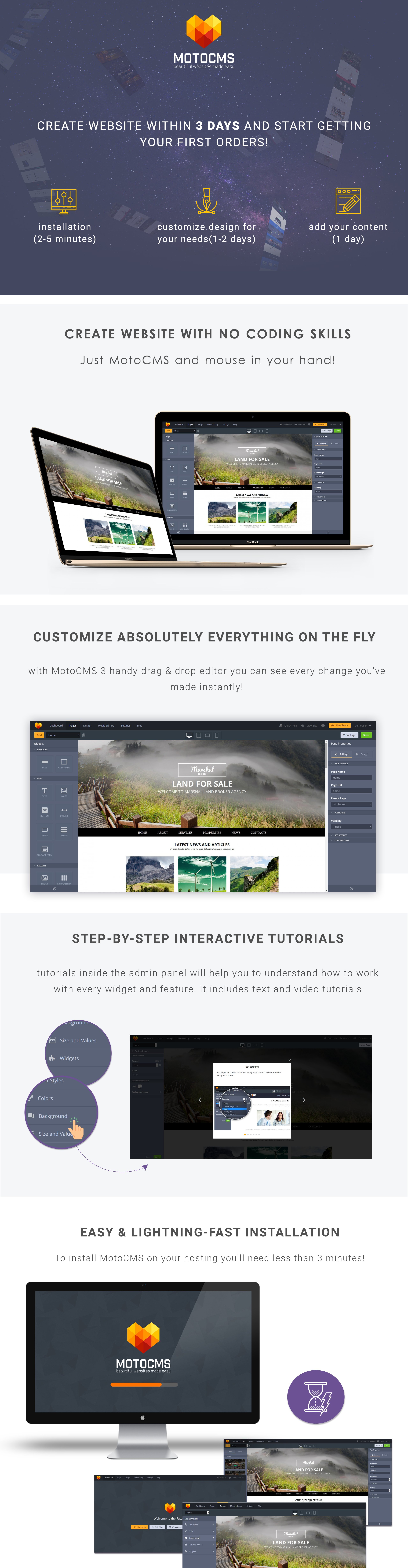 шаблон land brokers moto cms 3
