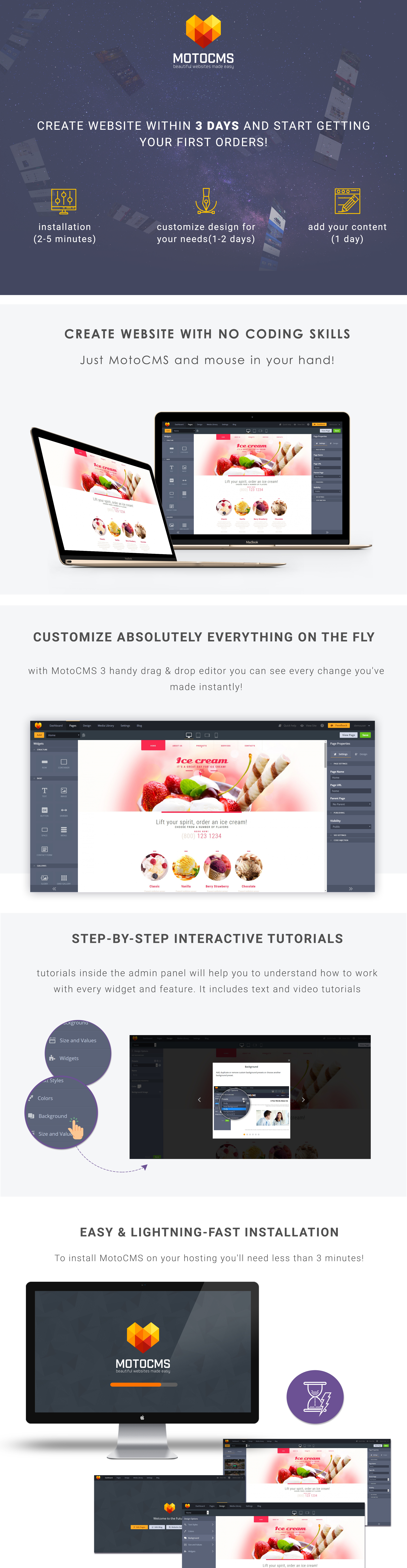 шаблон ice cream moto cms 3