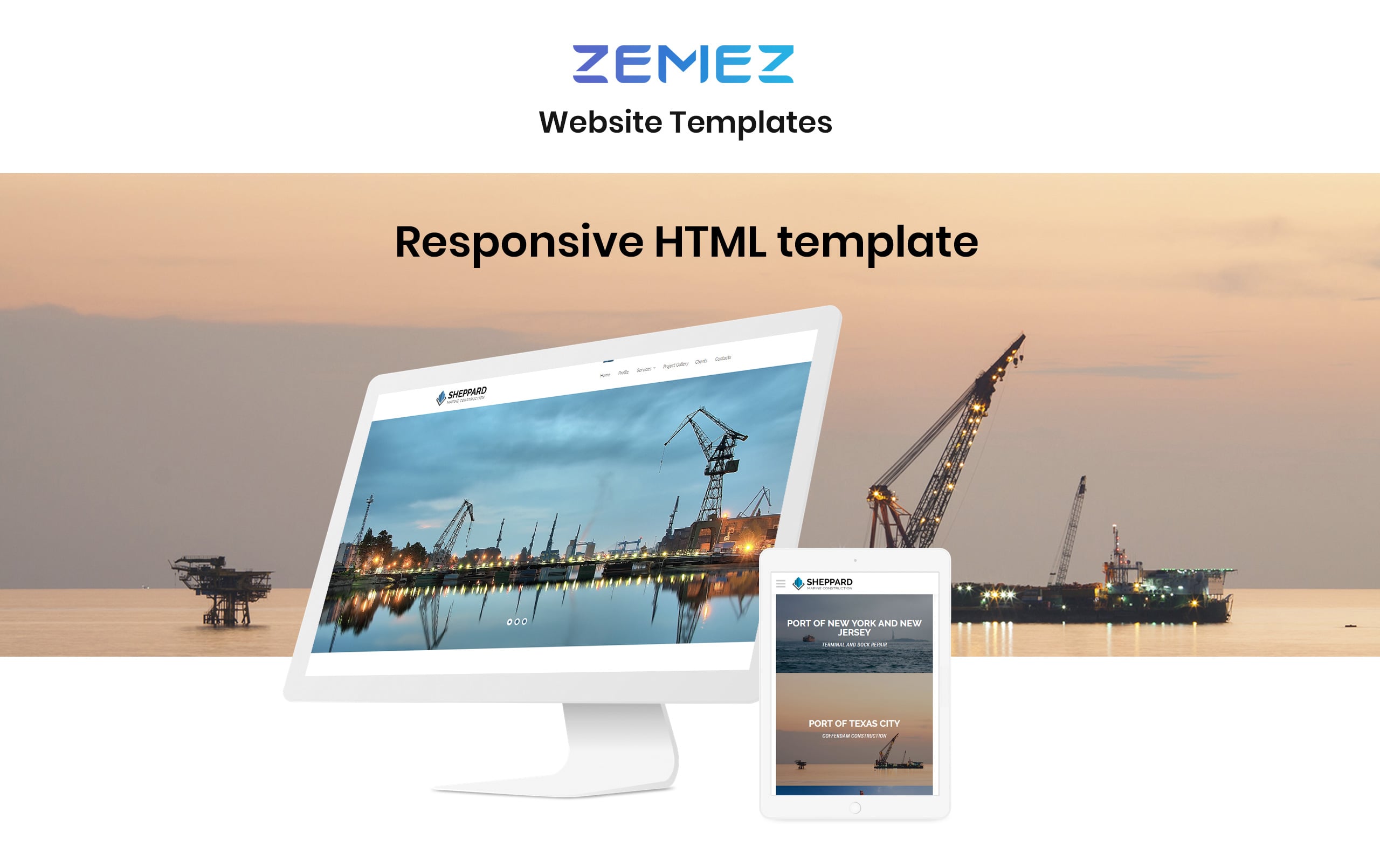 морская конструкция отзывчивый классический шаблон сайта html5