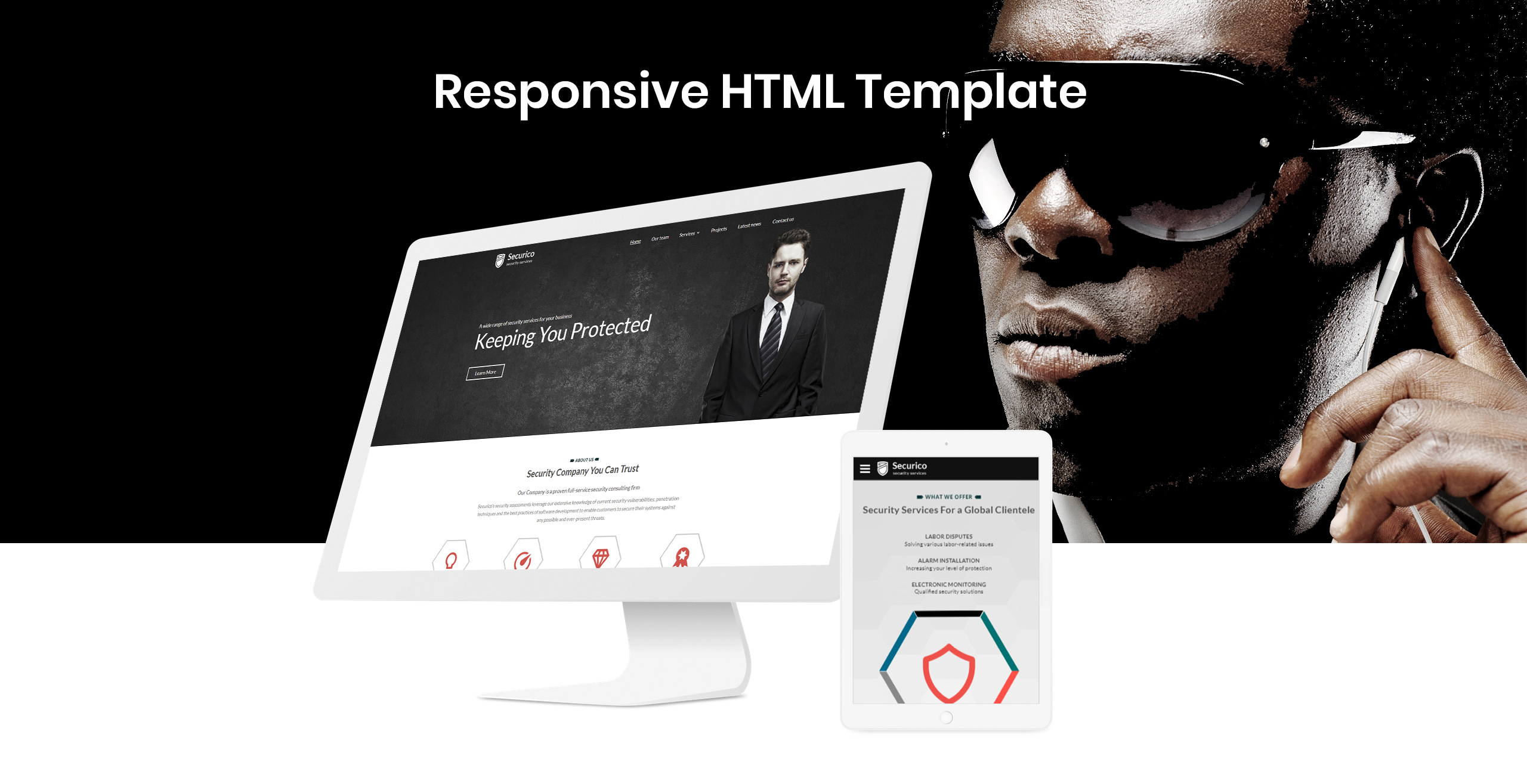 безопасность отзывчивый современный html шаблон веб-сайта