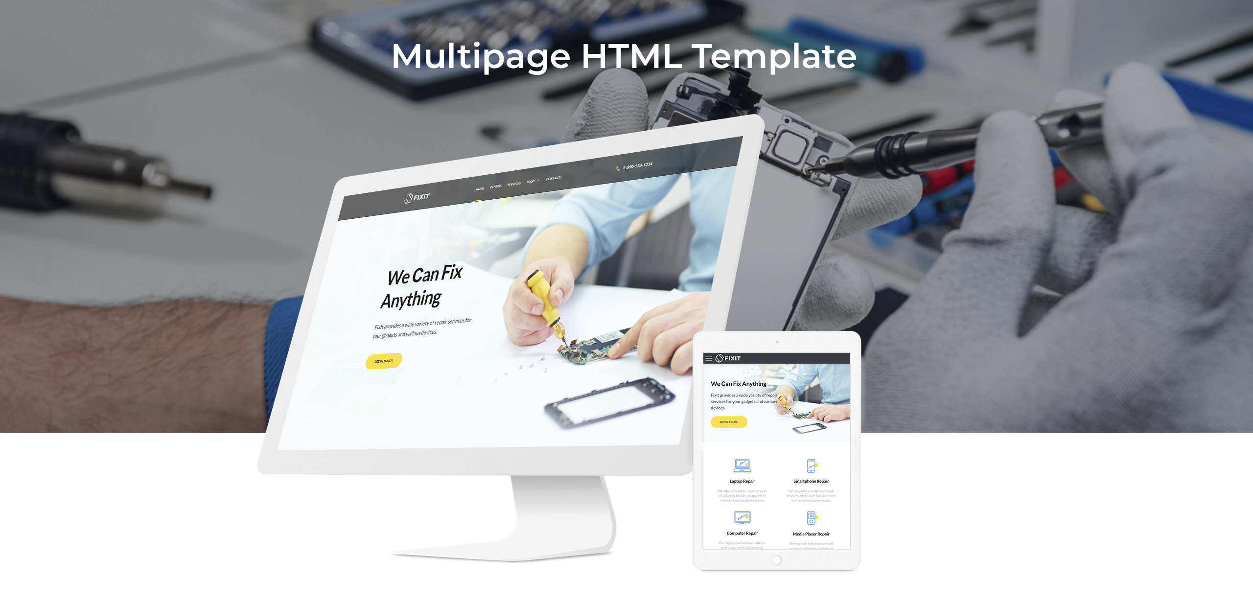 услуги по ремонту гаджетов чистый многостраничный шаблон сайта html5