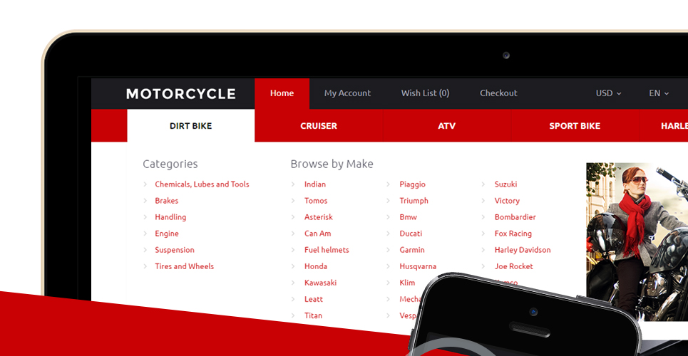 шаблон мотоцикла opencart
