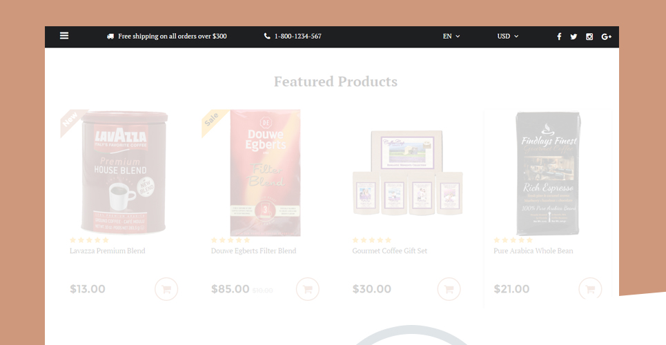 шаблон opencart кофейни