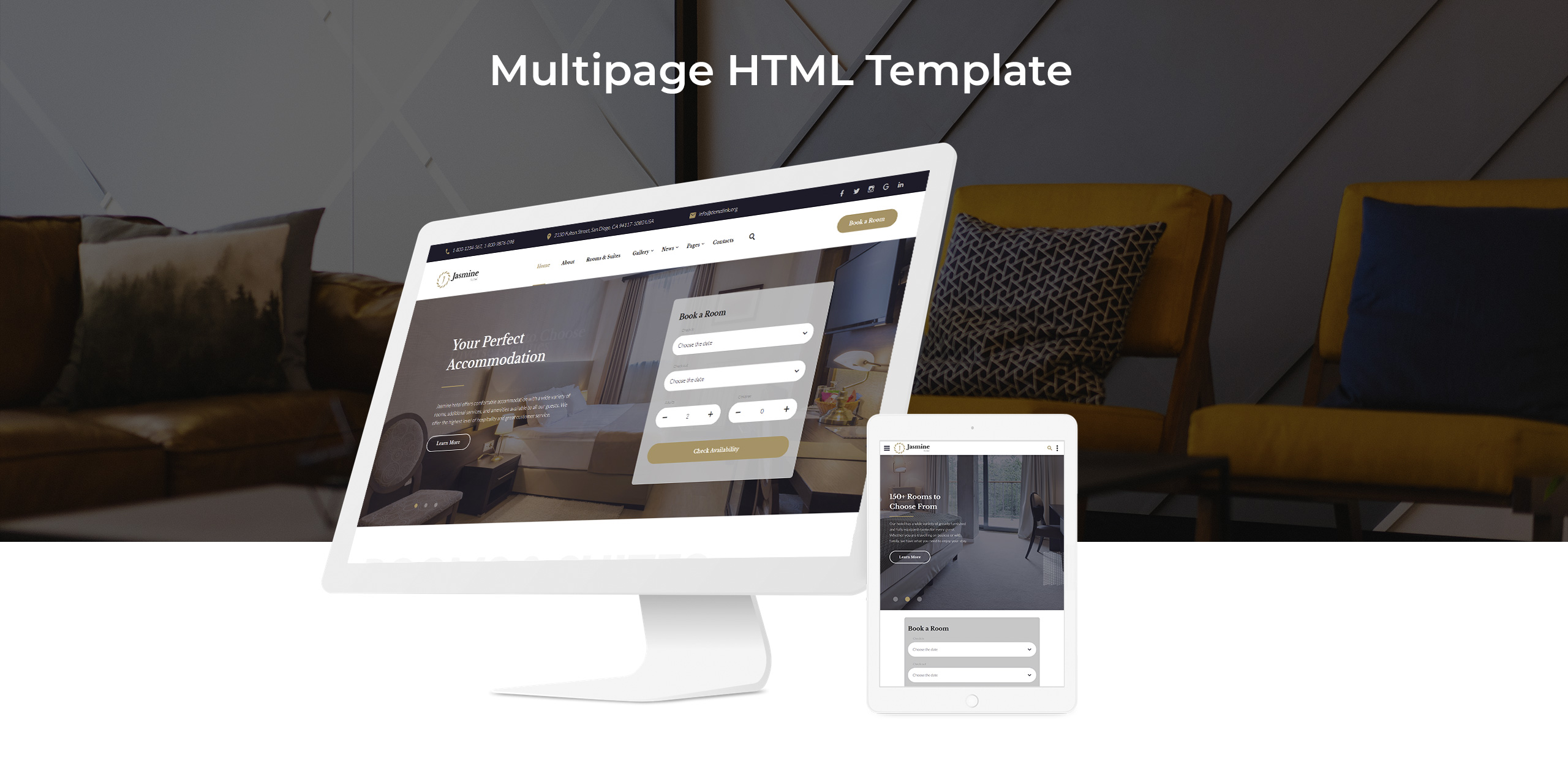 классический многостраничный шаблон сайта html5 hotel classic