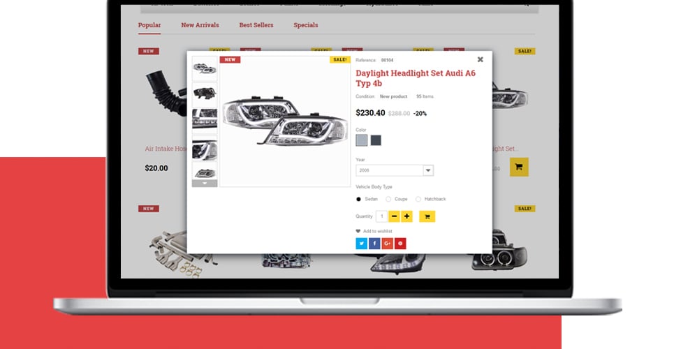 запчасти для автомобилей prestashop тема