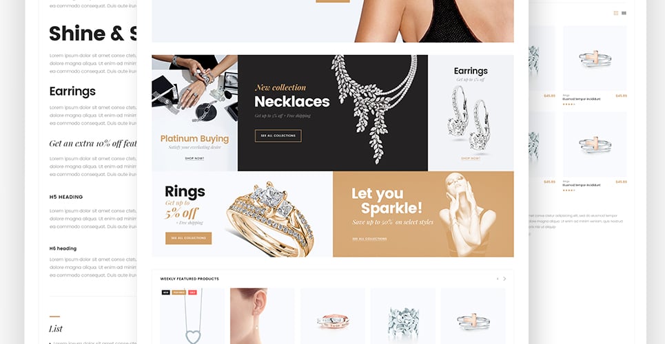 магазин ювелирных изделий и аксессуаров отзывчивая тема woocommerce