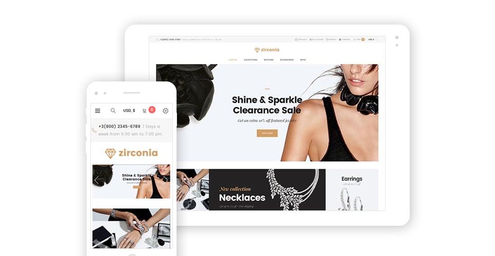 магазин ювелирных изделий и аксессуаров отзывчивая тема woocommerce