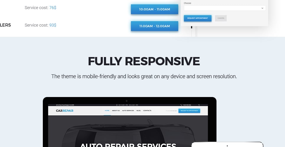 услуги по ремонту автомобилей тема wordpress