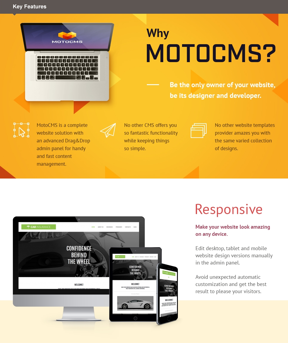 шаблон car insurance moto cms 3