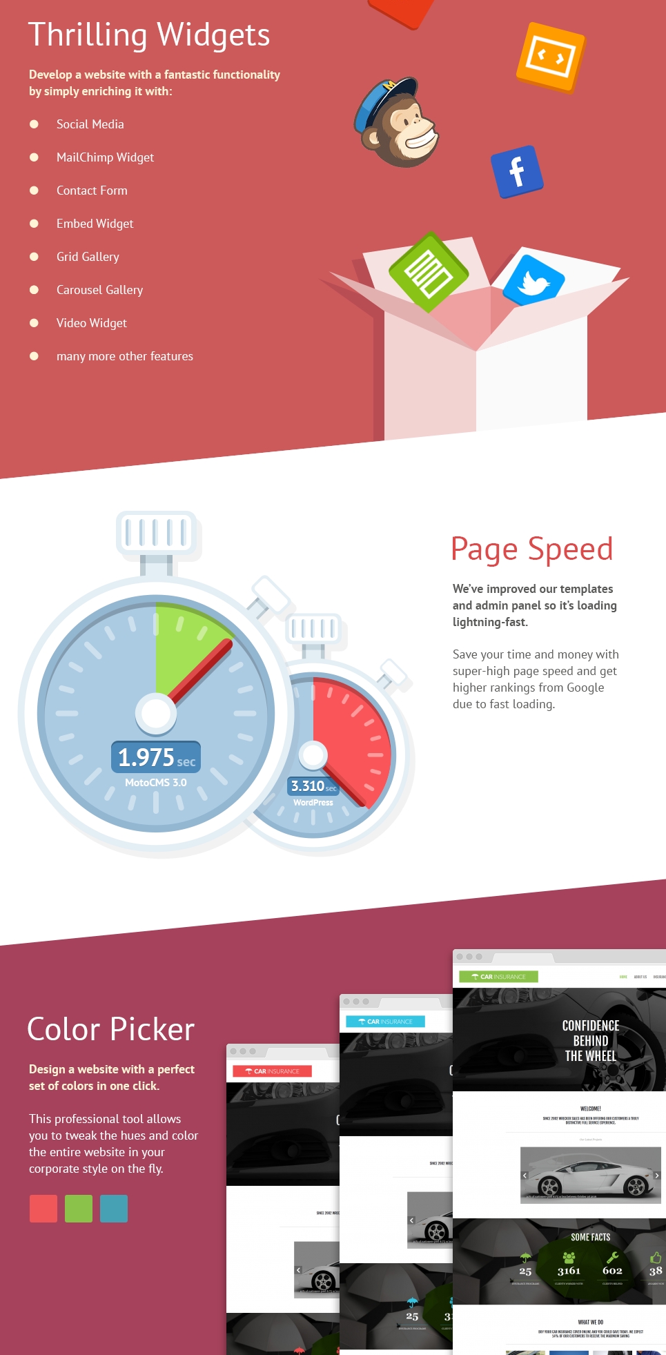 шаблон car insurance moto cms 3