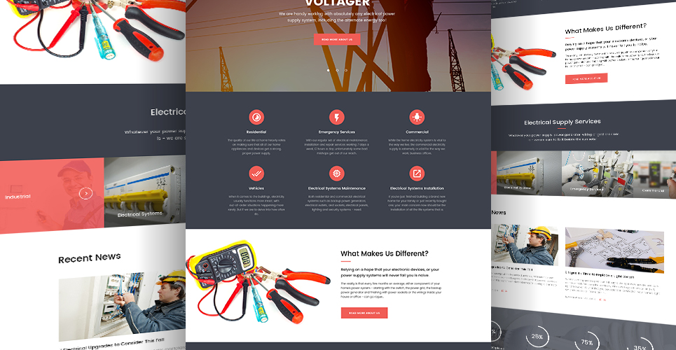 электричество и услуги электрика тема wordpress