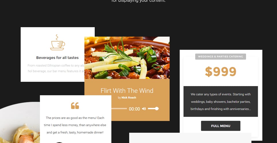 ресторан изысканной кухни отзывчивый wordpress тема