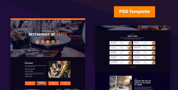 PSD шаблон на тему кафе
