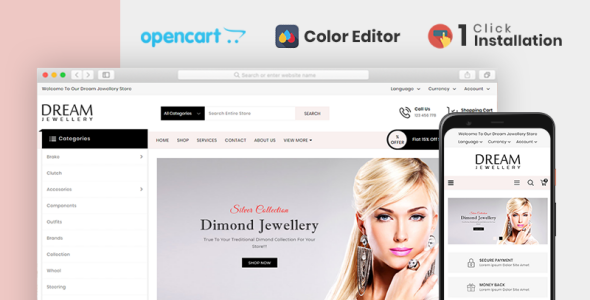 шаблон opencart ювелирного магазина мечты
