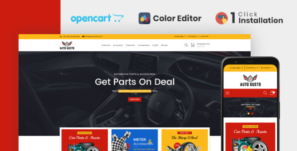 Auto gusto Parts Store OpenCart Template