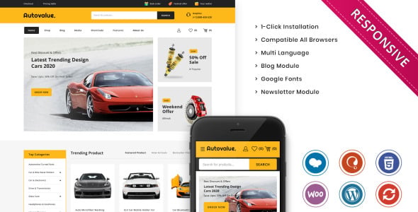 автомобильный магазин отзывчивая тема woocommerce