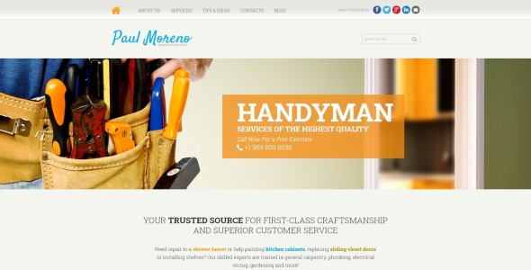 правильные услуги разнорабочего шаблон joomla