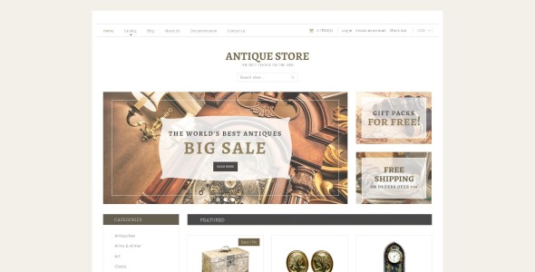 антикварный магазин отзывчивый shopify тема