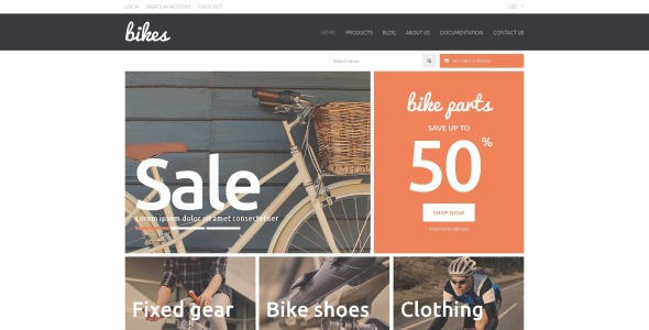 шоппинг велосипеды аксессуары shopify тема