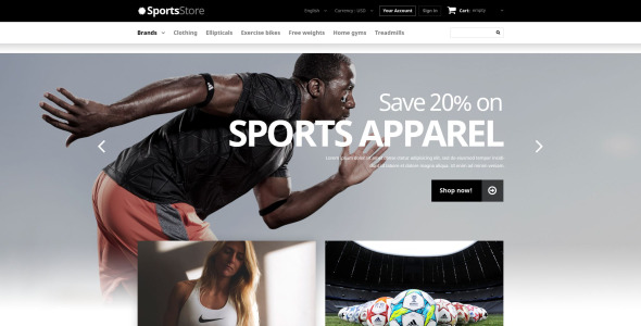 спортивная одежда оборудование prestashop тема
