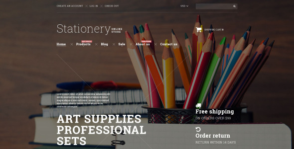 канцелярские товары shopify тема