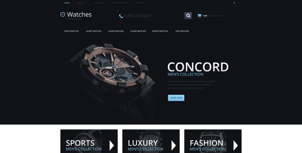 часы отзывчивый шаблон opencart