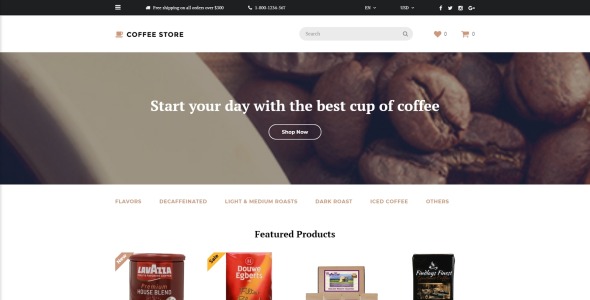 шаблон opencart кофейни