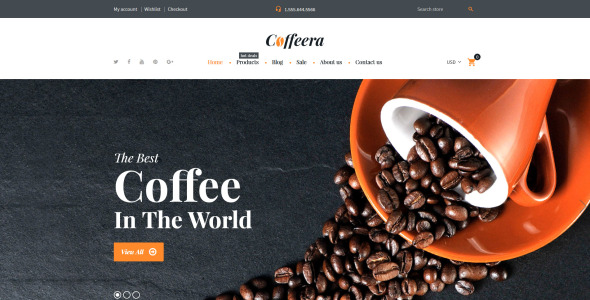 coffee shop отзывчивая тема shopify