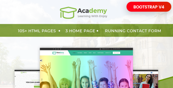 шаблон веб-сайта education, learning courses &amp; institute