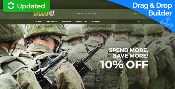 шаблон электронной коммерции motocms military store армии США