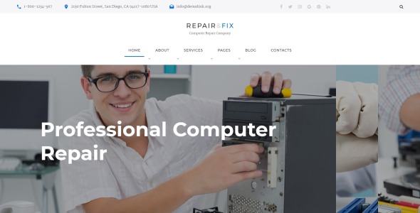 шаблон сайта компании по ремонту компьютеров html5