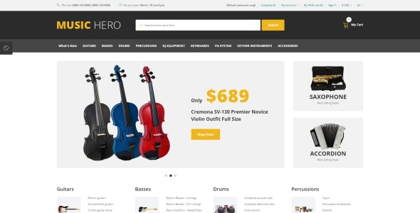 необычные музыкальные инструменты интернет-магазин opencart шаблон