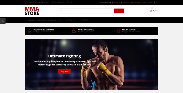 brutal mma sports gear интернет магазин opencart шаблон