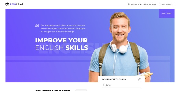 языковая школа one page классический html шаблон целевой страницы