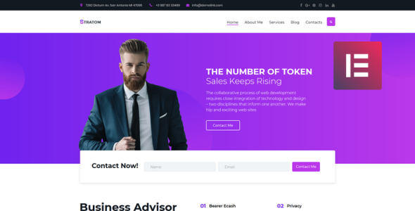 бизнес многоцелевая анимированная тема wordpress elementor