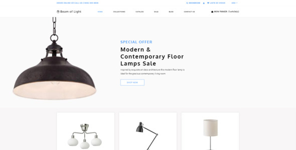 освещение и электричество многостраничная чистая тема shopify