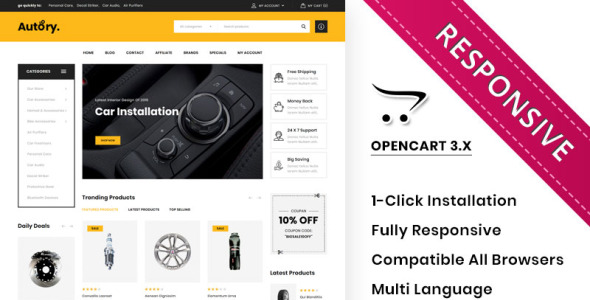 мега автомобильный магазин отзывчивый шаблон opencart