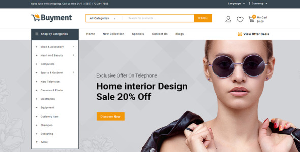 мега магазин шаблон opencart