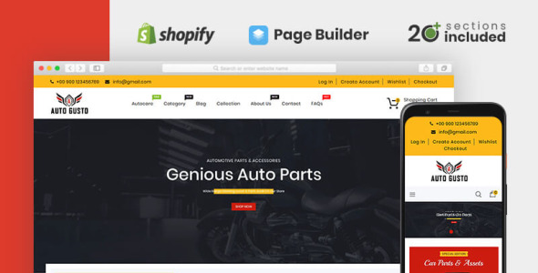 магазин автозапчастей auto gusto shopify тема