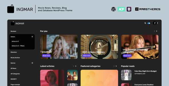новости фильмов, обзоры, блоги и базы данных wordpress theme