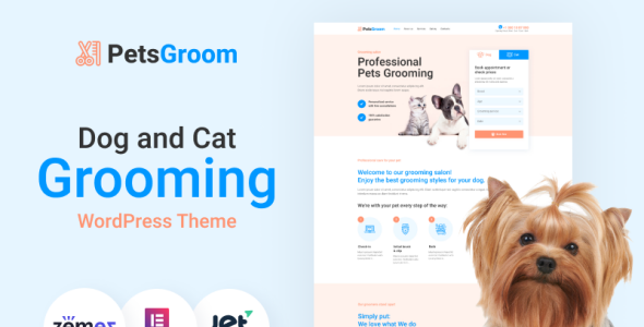 собака и кошка груминг wordpress тема