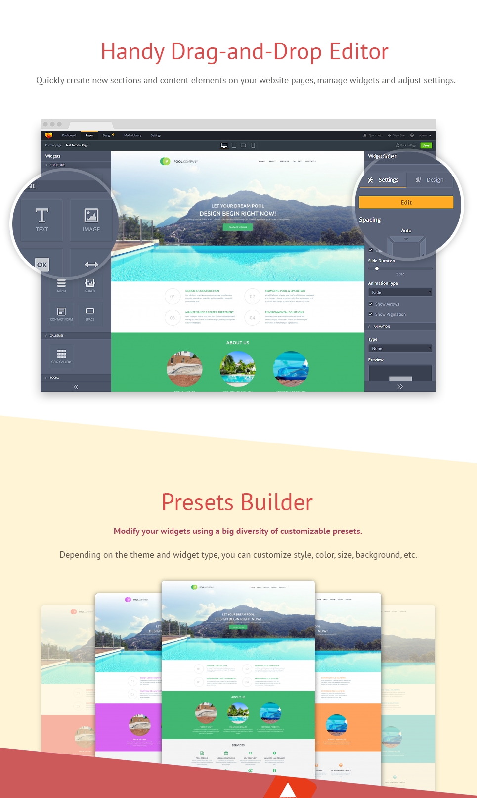 шаблон swimming pool moto cms 3